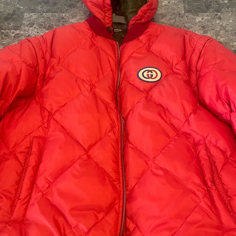 Gucci Reversible Red and Green Down Puffer Jacket